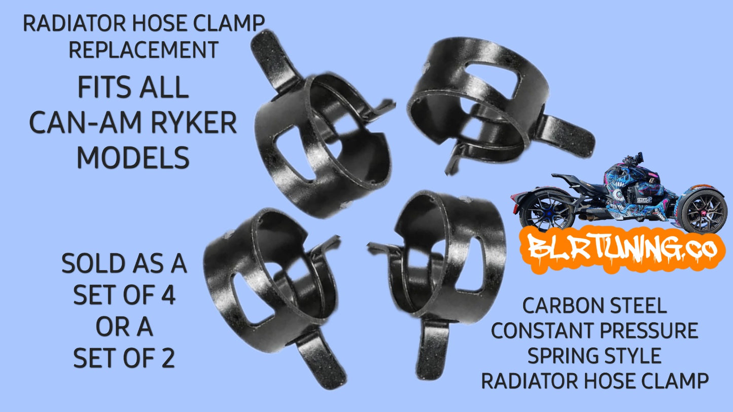 CAN-AM RYKER CARBON STEEL CONSTANT PRESSURE SPRING STYLE RADIATOR HOSE CLAMP SET OF 4 OR 2